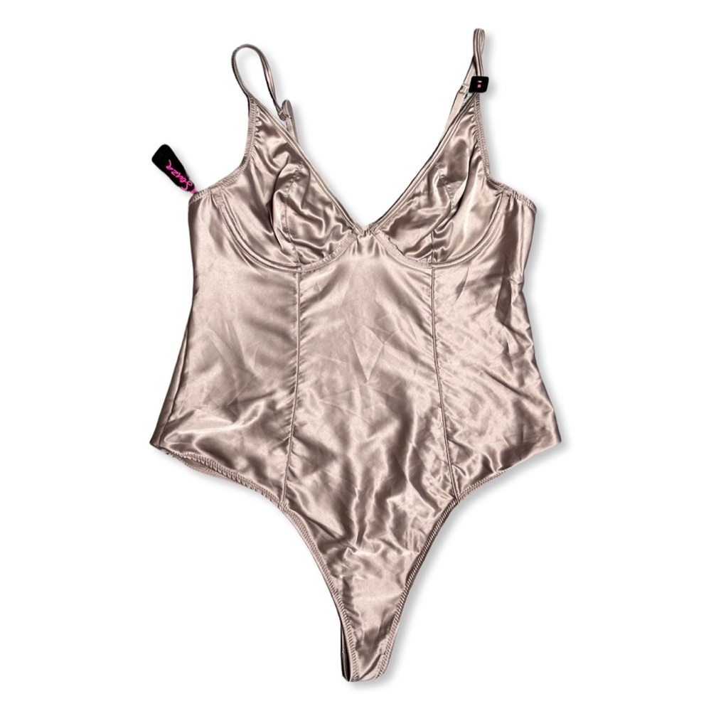 La SENZA Satin Thong Bodysuit in Champagne